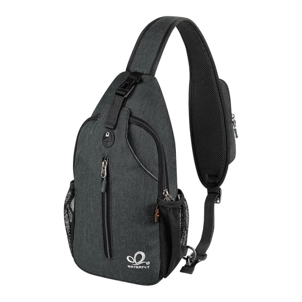 Waterfly Women/Men Dark Gray Crossbody Sling Hiking Bag With Adjustable Strap